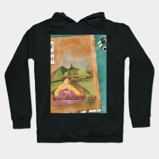 Korean traditional book with gayageum Hoodie